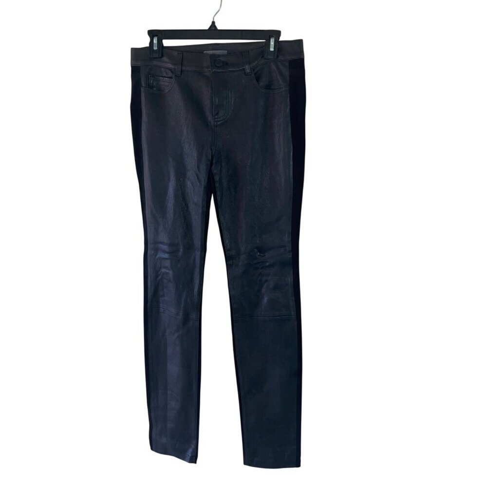 Vince Womens Size 8 Black Leather Suede Skinny Midrise Pants Casual
